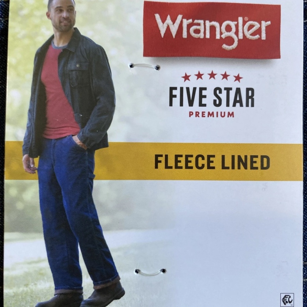NWT Wrangler Five Star Premium Fleece Lined Carpenter Jeans Mens 38x30 Relaxed